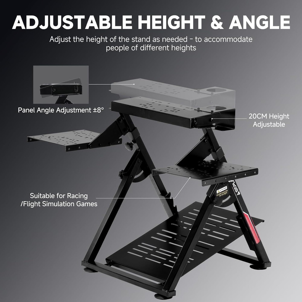 Flight Racing Simulator Stand - Fully Adjustable & Space-Saving Design
