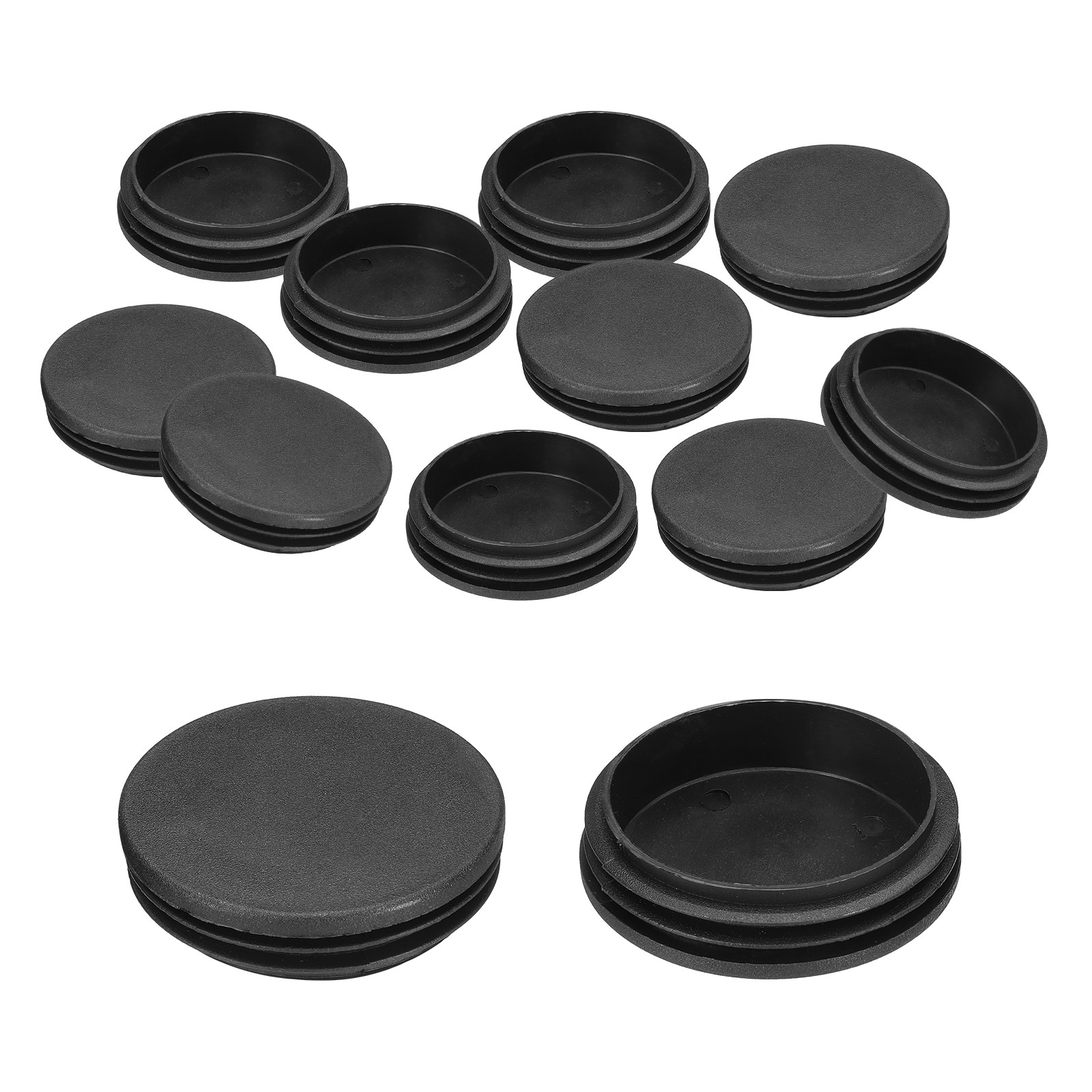 12Pcs 2.75" Plastic Tubing End Caps Round Hole Plug Insert Black