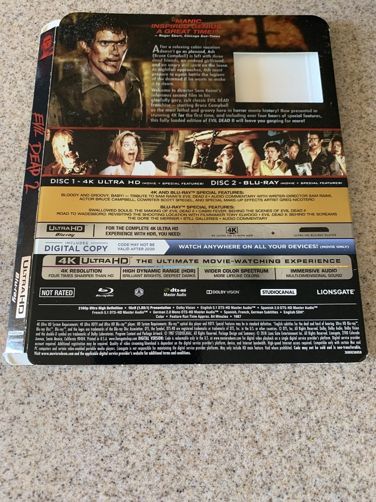 Evil Dead 2 4K SLIPCOVER ONLY