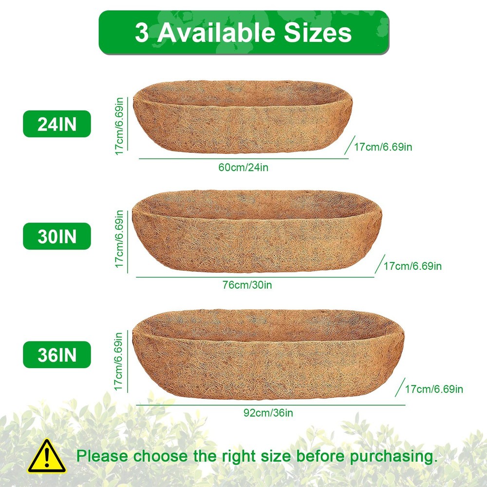 3Pcs Trough Coco Liner Wall Planter Replaceable Coco Liner for Window Box Basket
