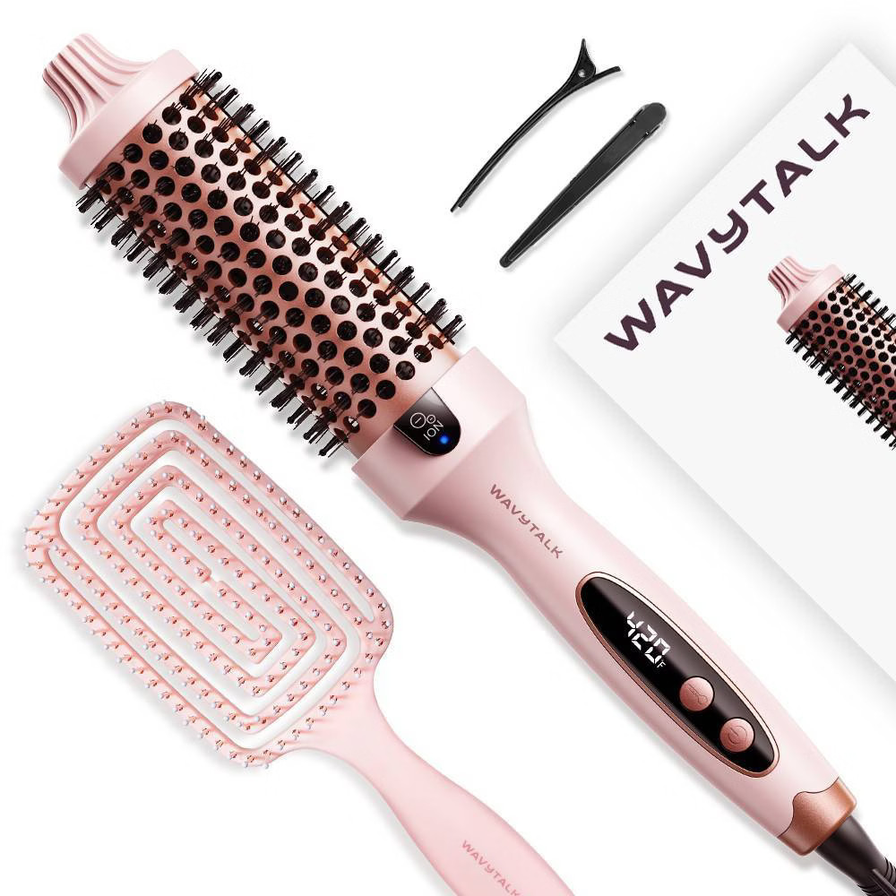Wavytalk 206 Ionic Thermal Heated Curling Brush - Pink - 1.5"