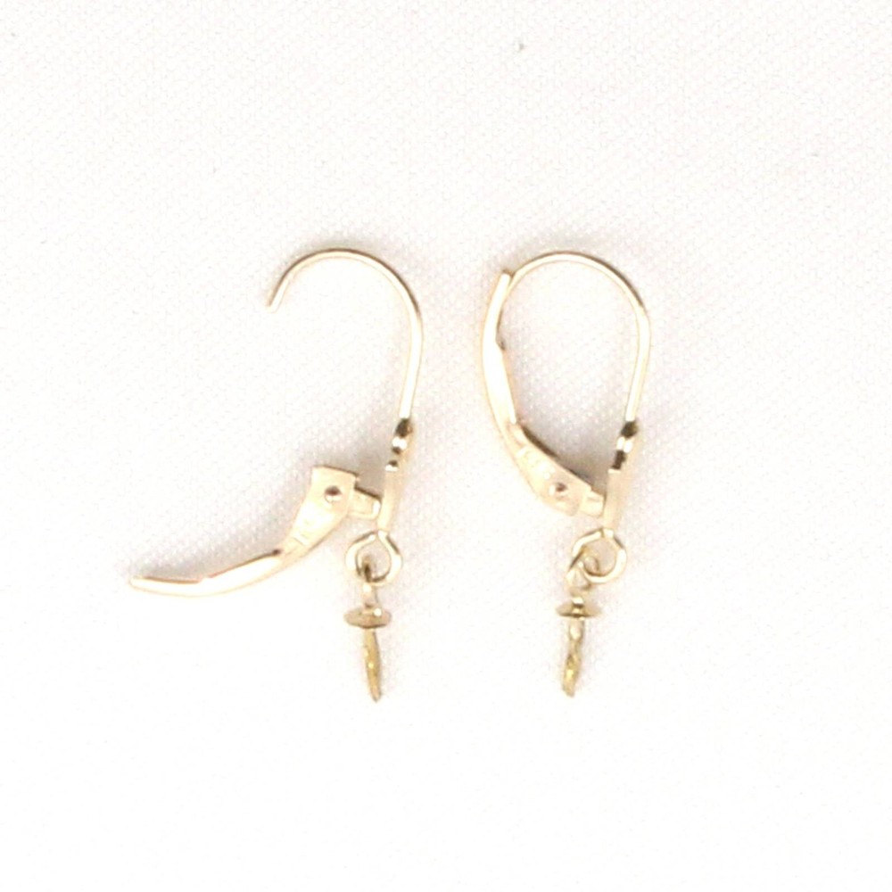 Pair of Solid 14k Yellow Gold Unique Leverback Split Ring Earring Component DIY