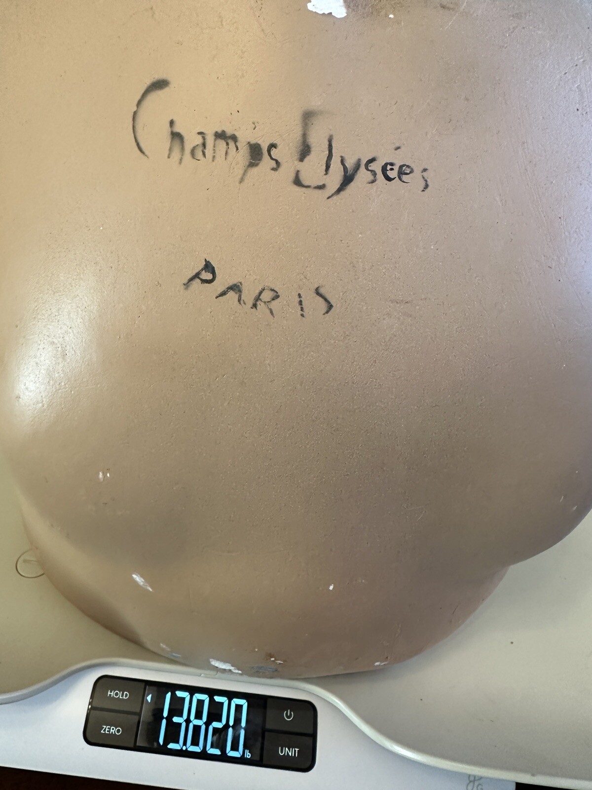 Vintage French Paris Lady Woman Hat Bust Head Champs Elysees Mannequin Plaster