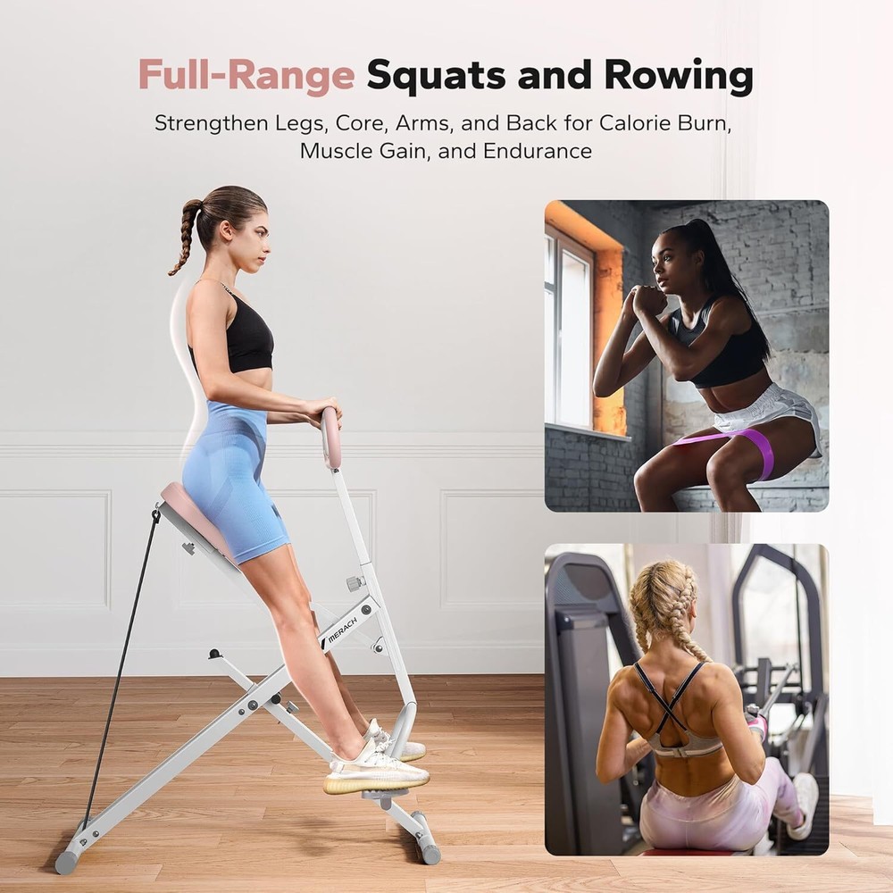 New MERACH Squat Machine Adjustable Resistance Glutes Workout Exercise Foldable