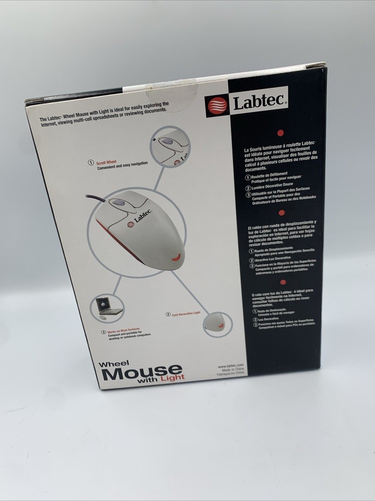 Sealed NIB Labtec Wheel Mouse With Light PS/2 Connection XP Windows 98 99 2000
