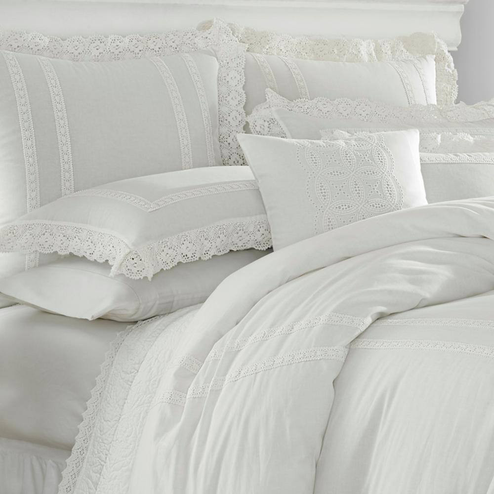 Annabella 2-Piece White Solid Cotton Twin Comforter Set
