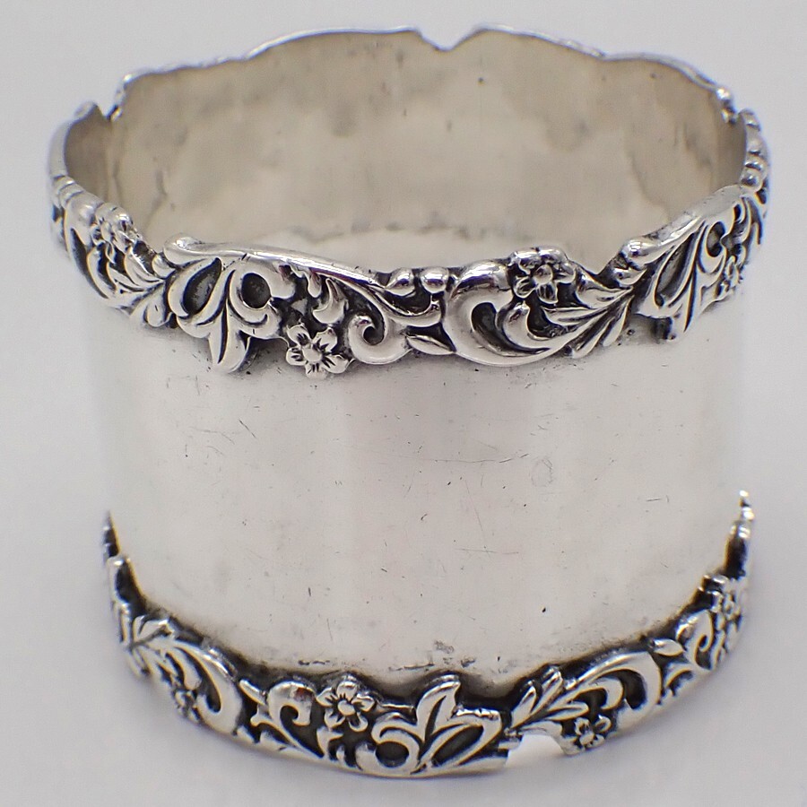 Napkin Ring Ornate Borders Blackinton Sterling Silver Mono CMC