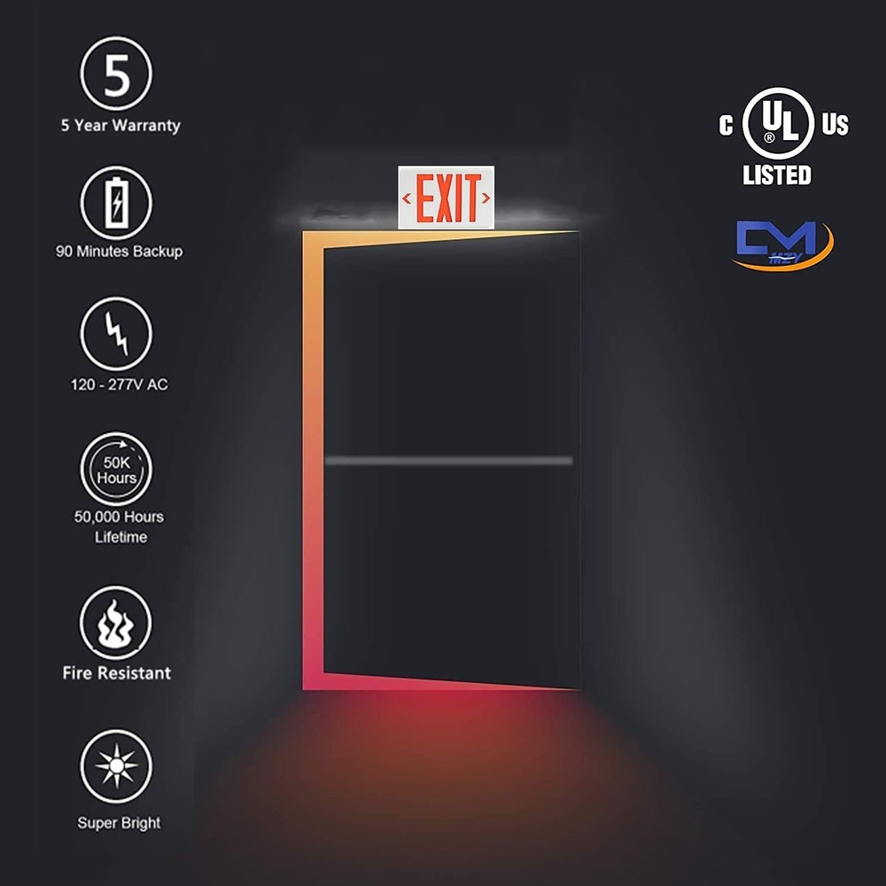 4PACK LED Emergency Exit Light Sign w/Battery Backup Single & Double Side UL
