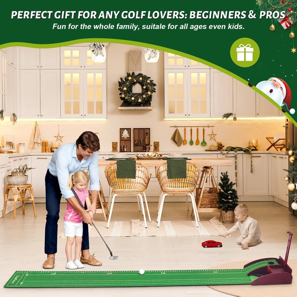 Golf Putting Green for Indoors - Mat with Automatic Ball Return Machine Mini
