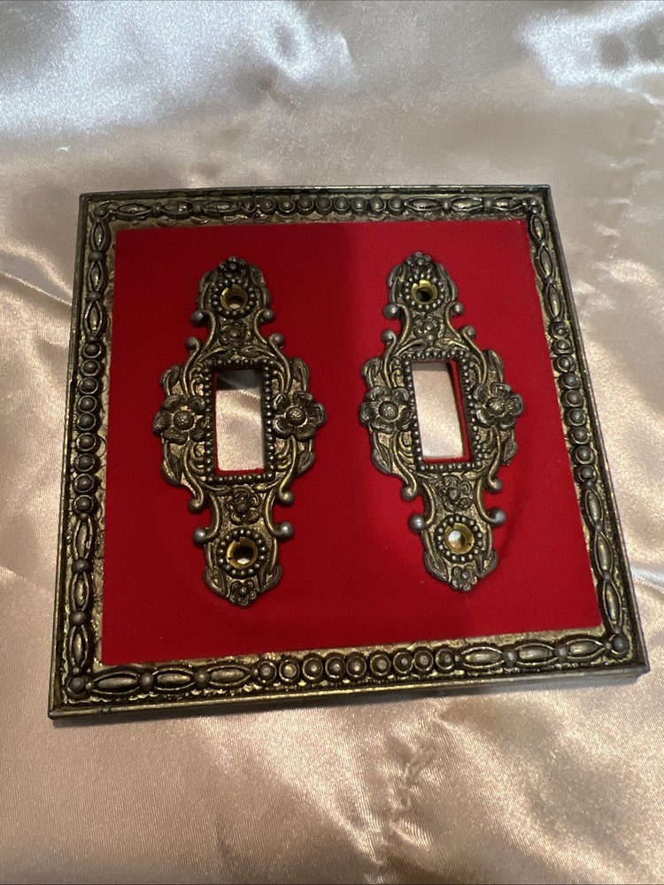 1970S Brass Light Switch Covers Red Velvet