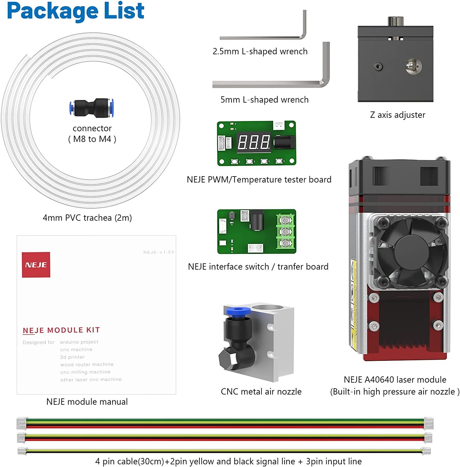 NEJE A40640 12W pulse Dual Beam Zoom laser head module for laser engraver cutter