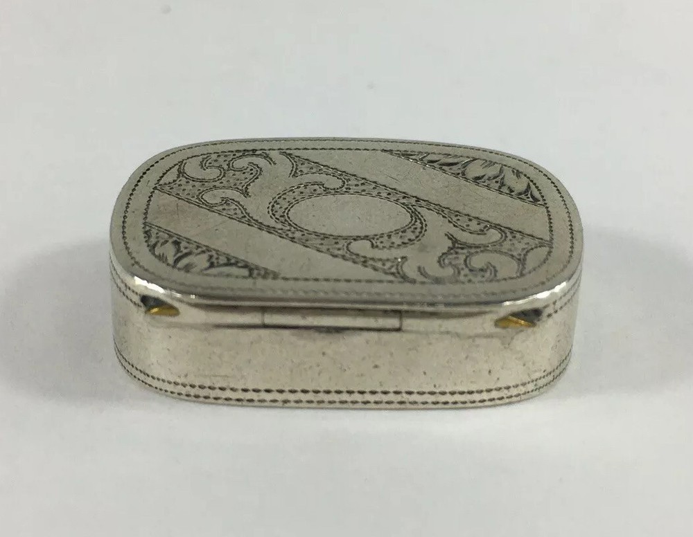 Antique 1809 John Thropp Georgian Solid Silver Patch Box Hinged Lid 8g