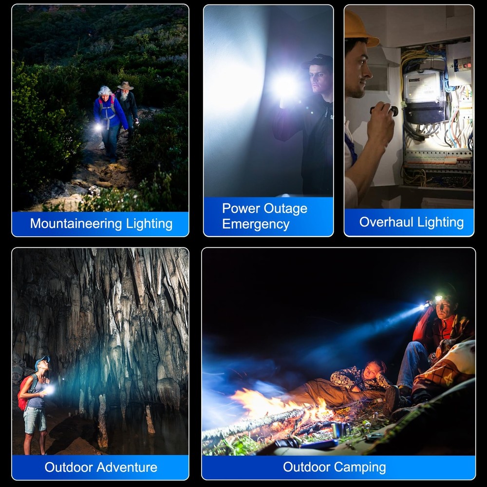 Powerful Flashlight High Lumens 2000, LED Flashlight Rechargeable Use 21700 B...
