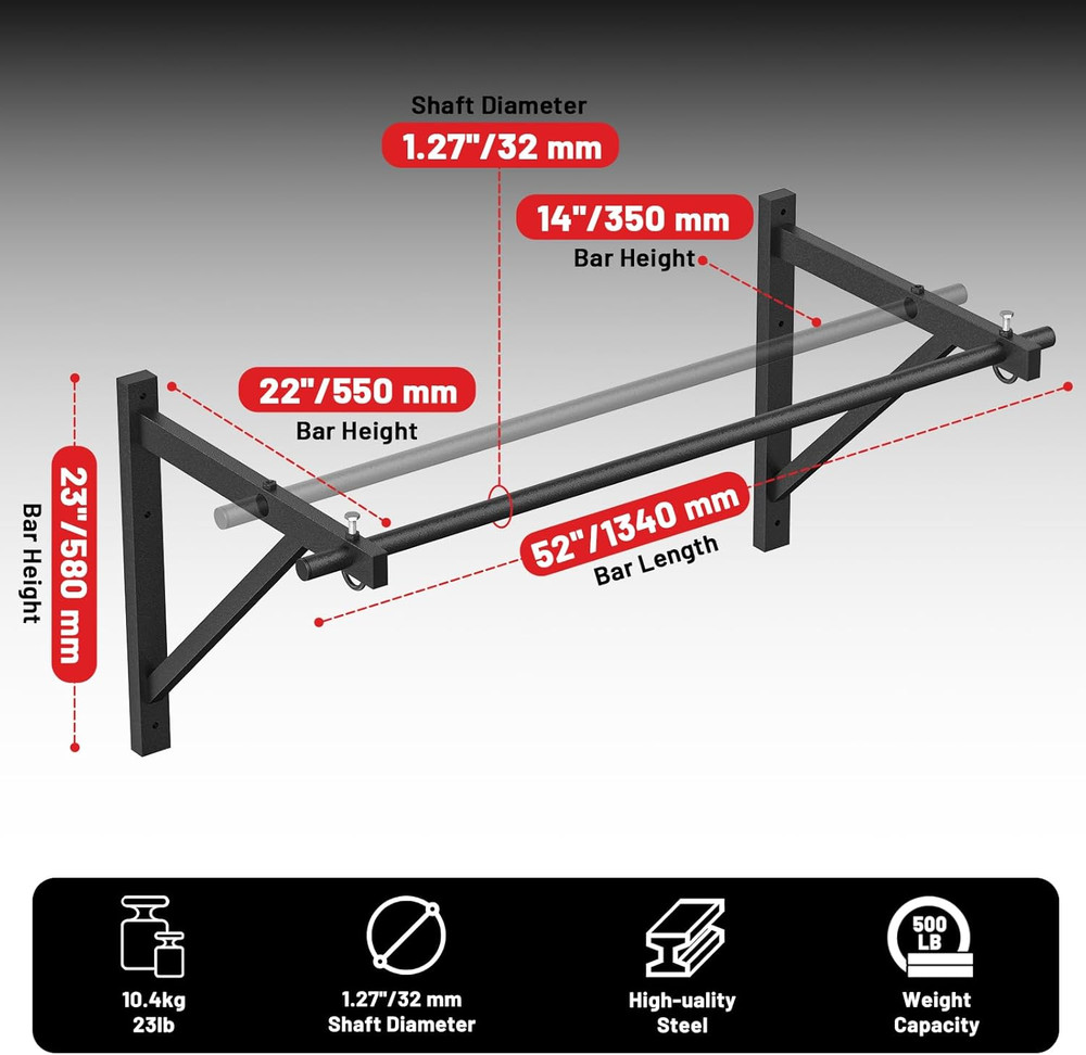 Wall Mounted Pull up Bar, Chin up Bar, Strength Training Pull-Up Bars Chin up Ba