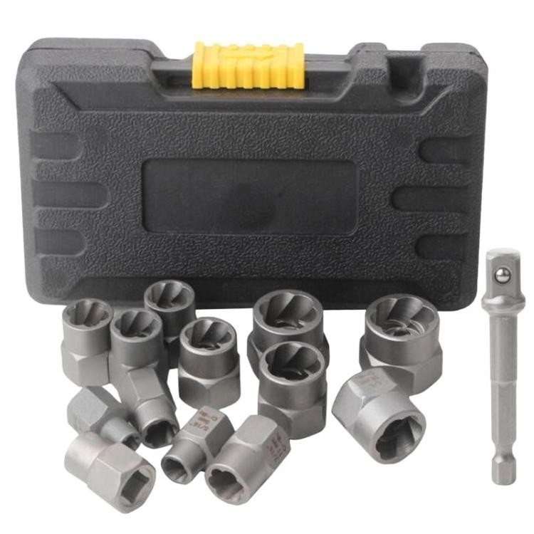 14-Piece Nut Extractor Set, Reverse-Thread Sockets for Bolt Removal, Multi-Size