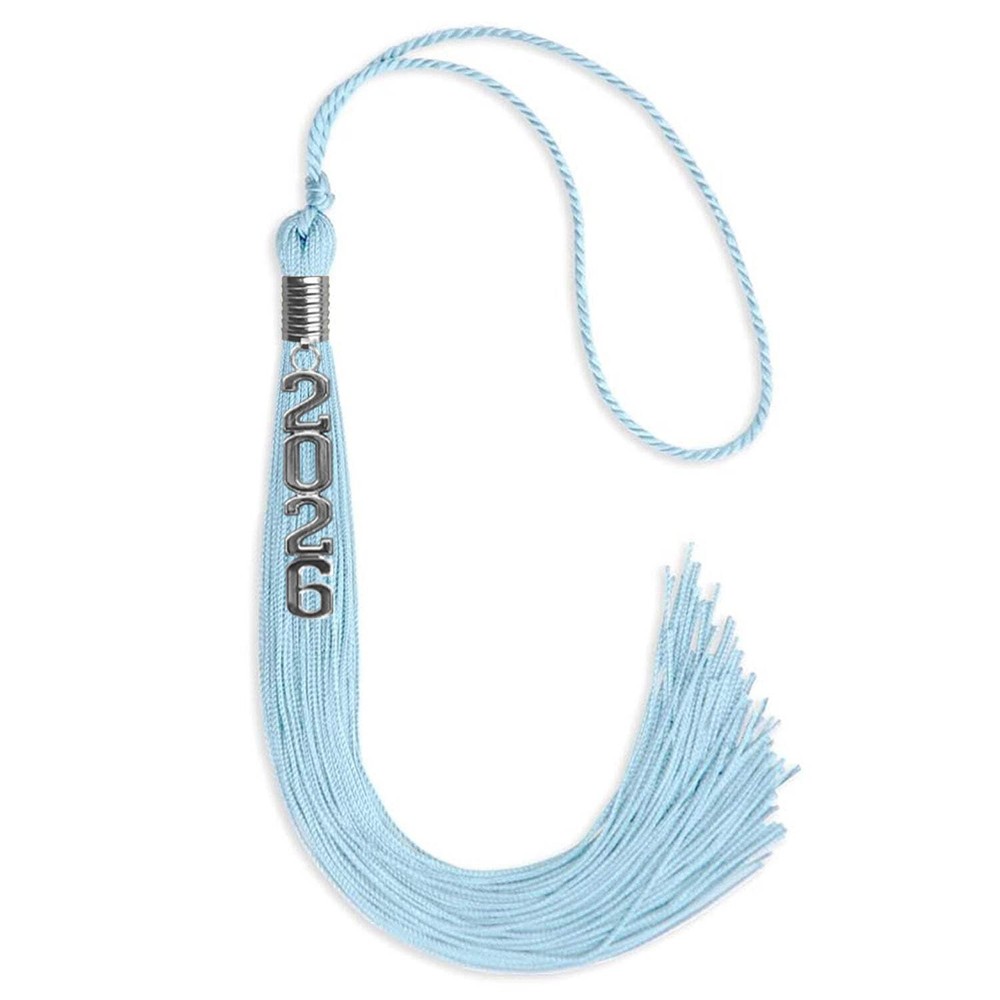 Endea Graduation Light Blue Tassel With Silver Stacked Date Drop