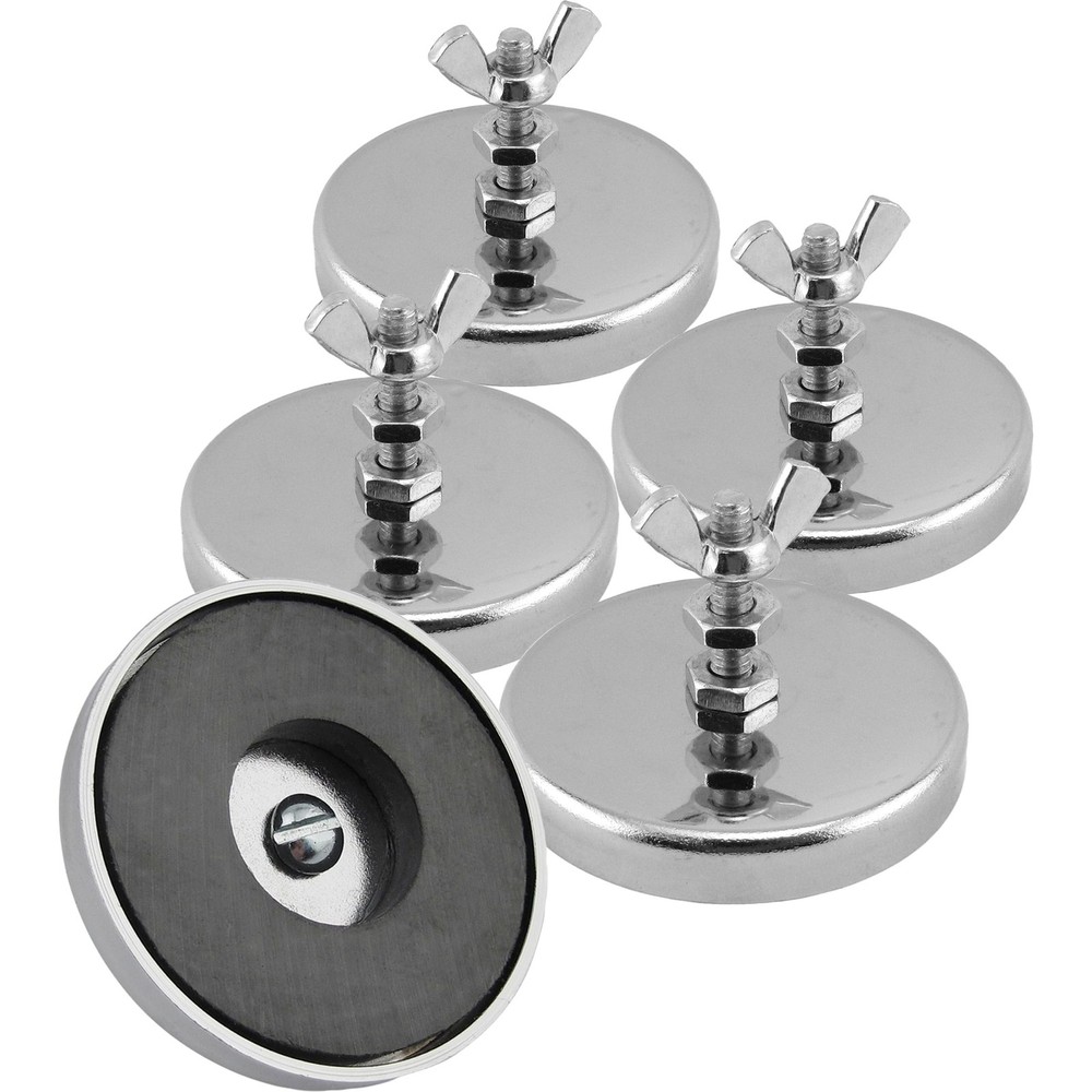 Master Magnetics Ceramic Round Base Magnet with Bolt, Nuts, and 2.04, Silver