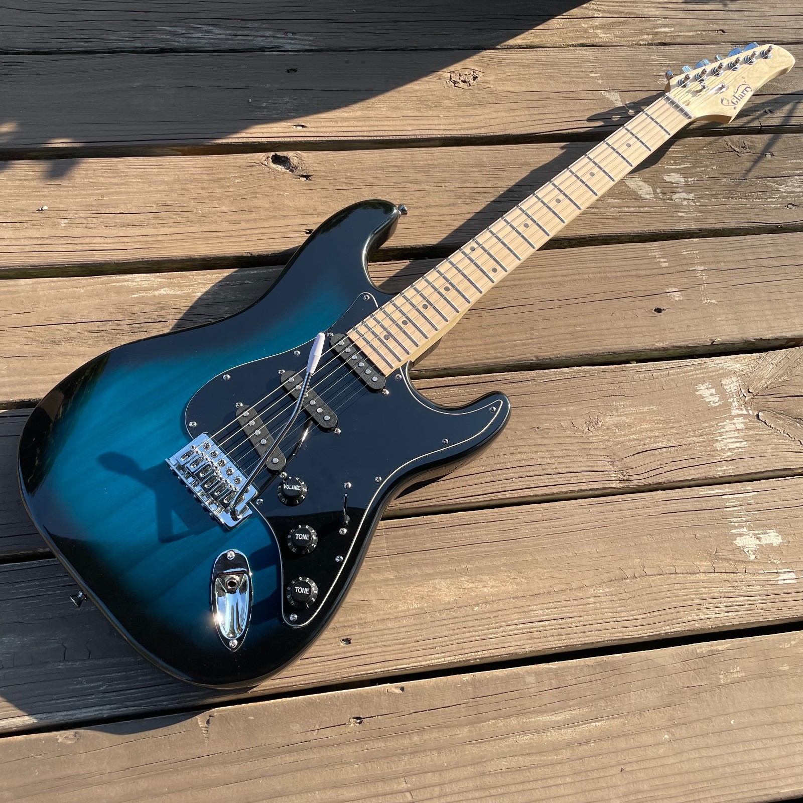 Full-Size Dark Blue Strat Style Electric Guitar Package with Gig Bag and More