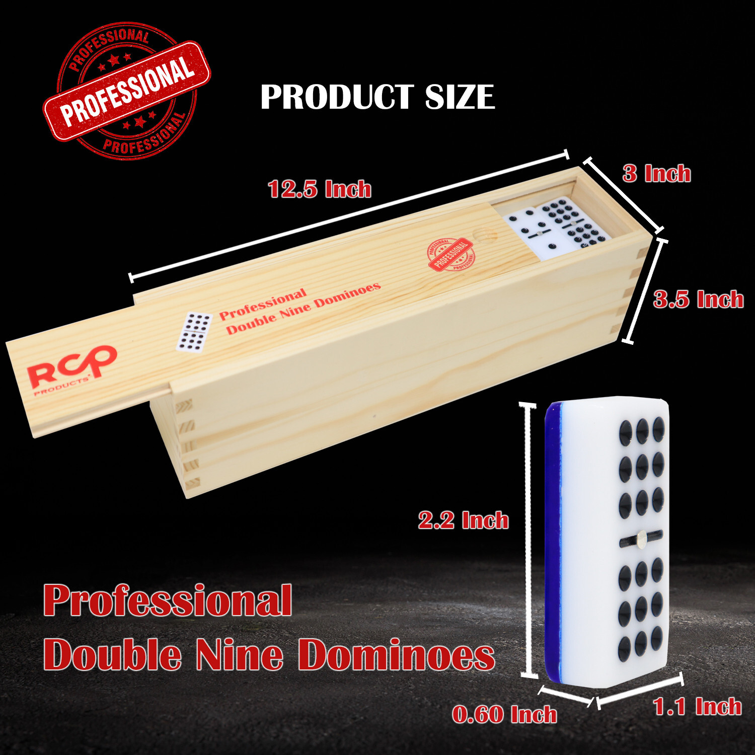RCP Cuban Domino  Cubano Profesional Doble Nine, Domino Doble Nueve  Blue,Azul