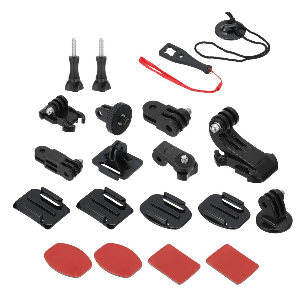 19Pcs Action Camera Mount Accessories Kit Adhesive Tripod Curved Flat Mount