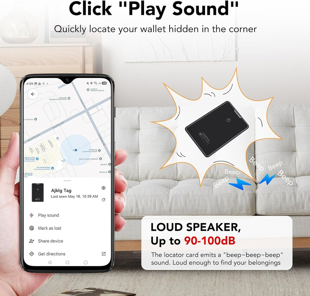 2 Pack Wallet Tracker Card for Android Bluetooth Tracker Work with Google Find H