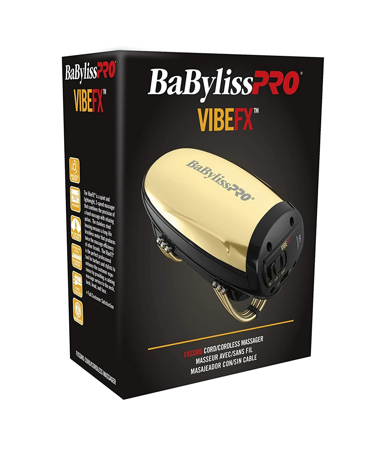 BaBylissPRO VIBEFX Gold Cord/Cordless Massager | FXSSMG