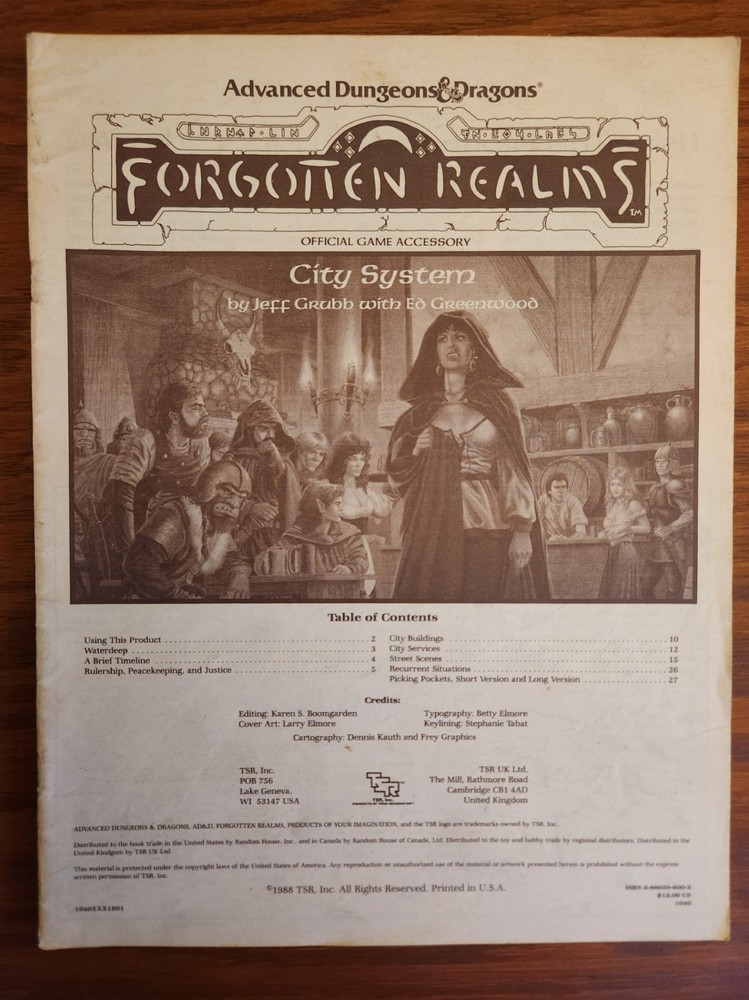 Forgotten Realms City System BOOK ONLY  D&D basic TSR BECMI Dungeons Dragons