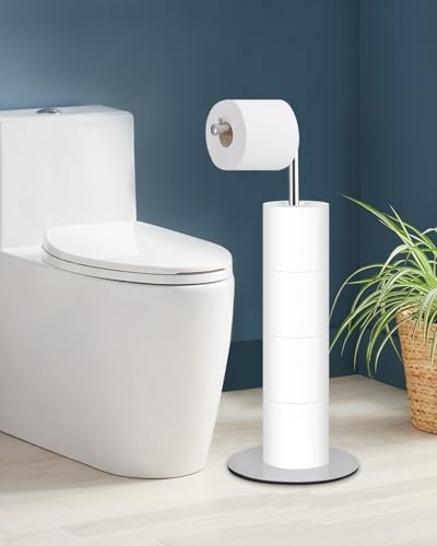 Toilet Paper Holder Stand, Free Standing Toilet Paper Roll Holder with Reserve