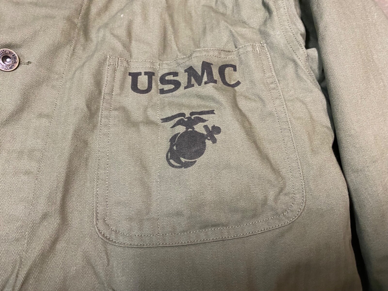WWII US USMC MARINE P1941 P41 COMBAT FIELD HBT JACKET-SIZE LARGE 44R