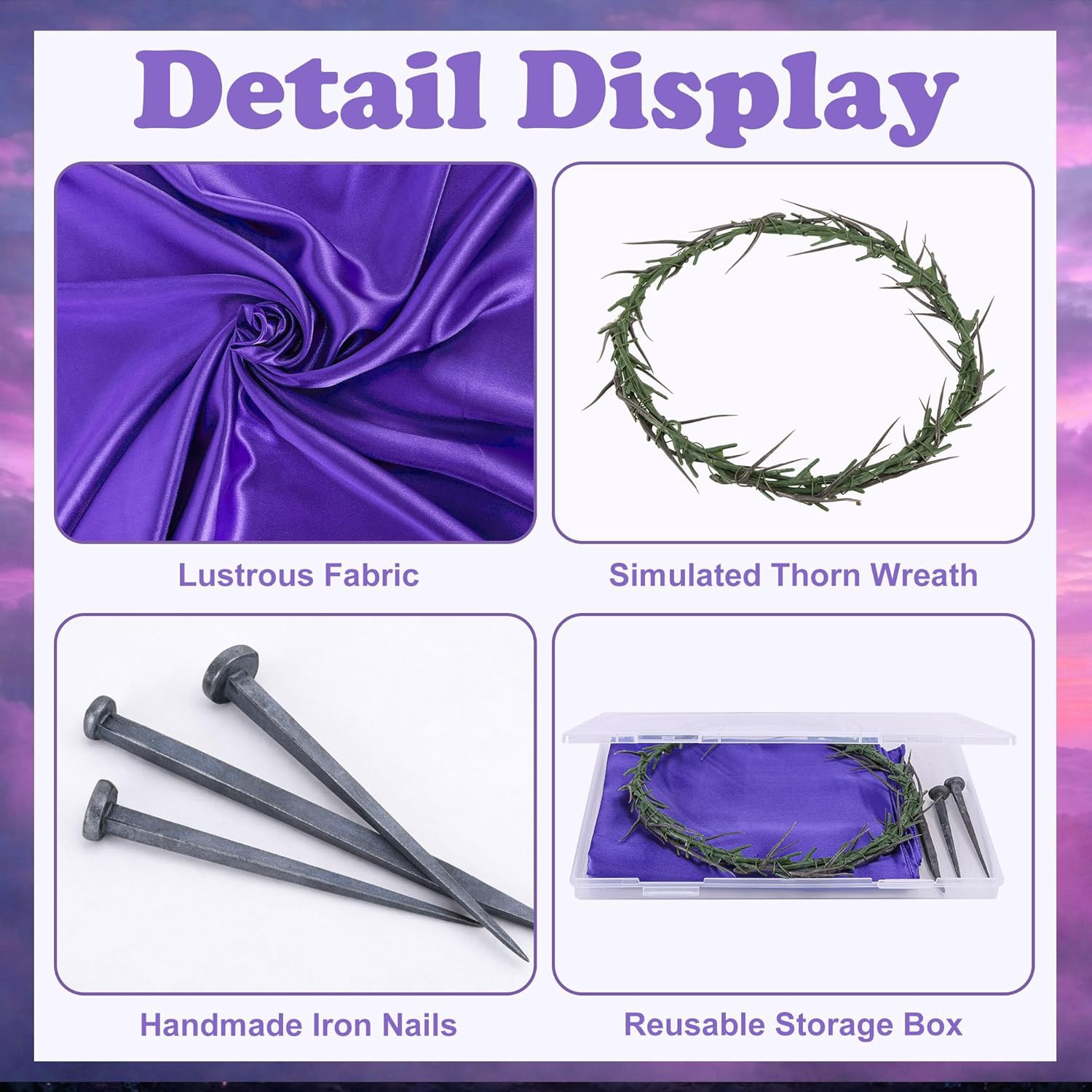 5 Pcs Easter Crown of Thorns Set, Jesus Crown Decor Set Includes Thorns Wreath F