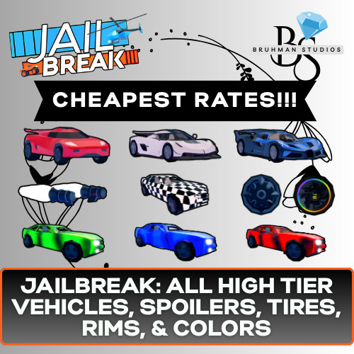ONLINE 🟢 | Jailbreak | All Vehicle Car Spoiler Rim Color Texture -- CLEAN+DUPE