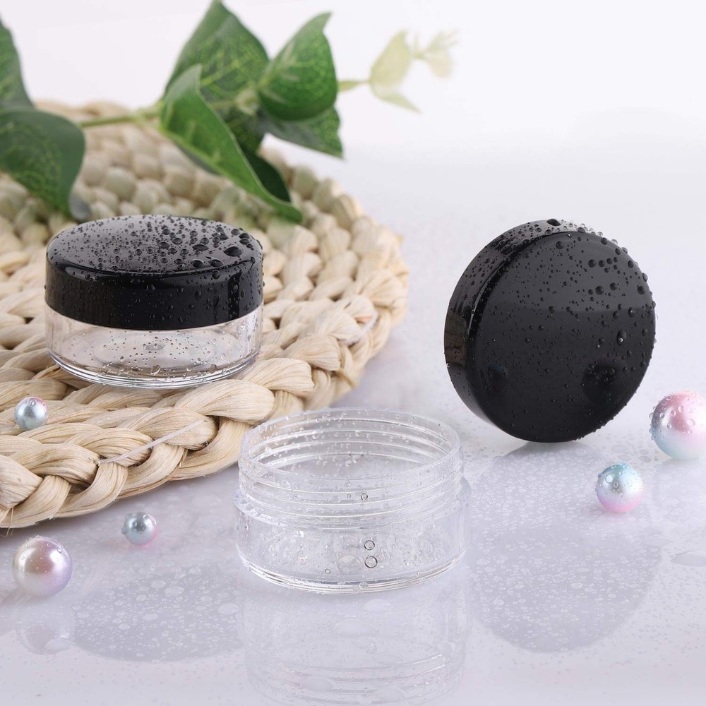 100 PCS 10g Small Sample Containers Lids Plastic Jar Cosmetic Empty Black
