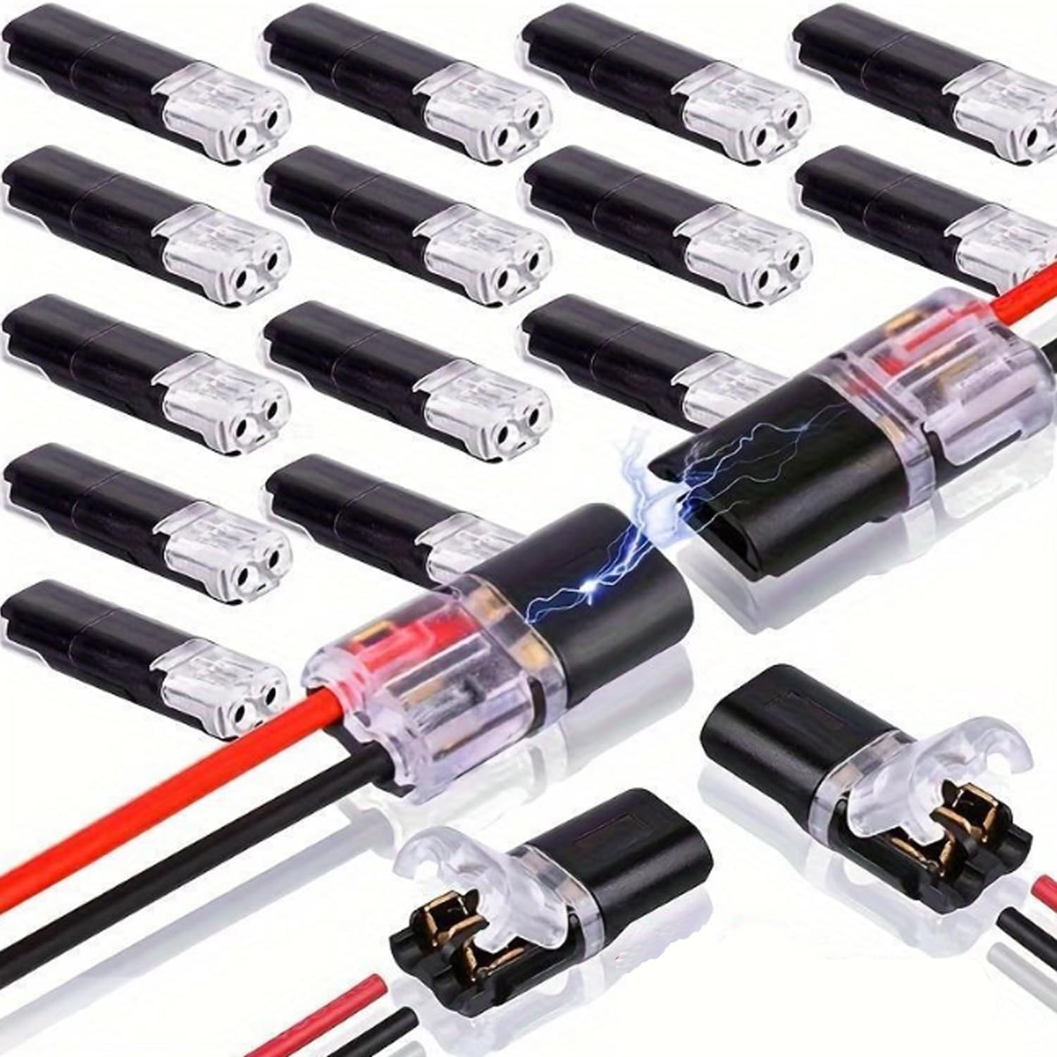 50pcs Double-Wire Plug-in Connector with Locking Buckle, Quick-Clip Fasteners