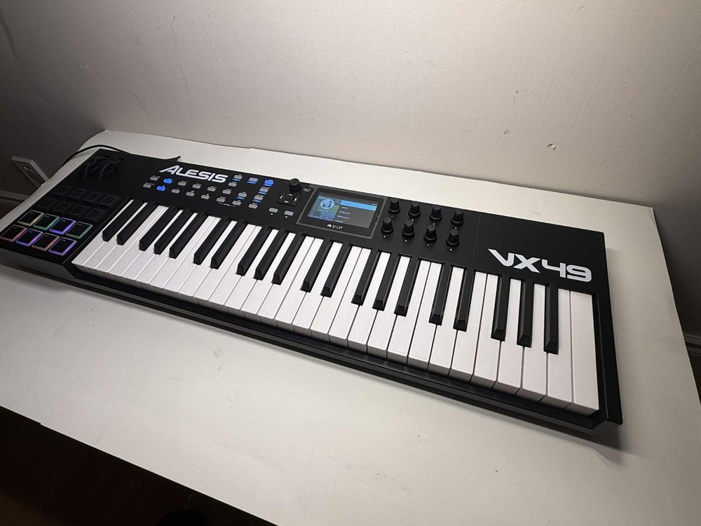 Alesis VX49 USB MIDI Controller Keyboard – 49 Keys, Pads, Color Display