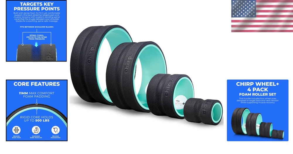 4-Pack Mint Foam Rollers for Optimal Back & Neck Relief, Supports 500lbs