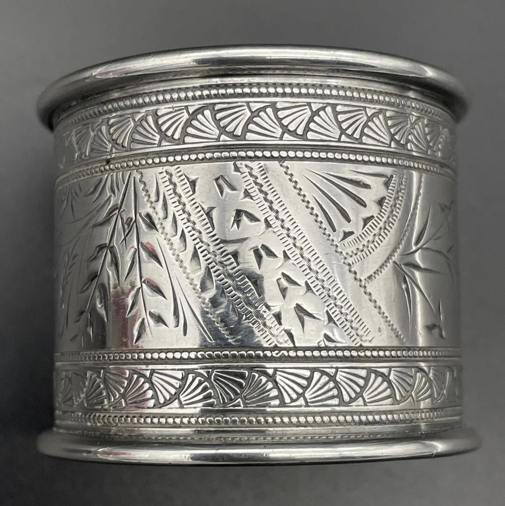 Large Gorham Brite-Cut Sterling Silver Napkin Ring Name Engraved “Catharine”