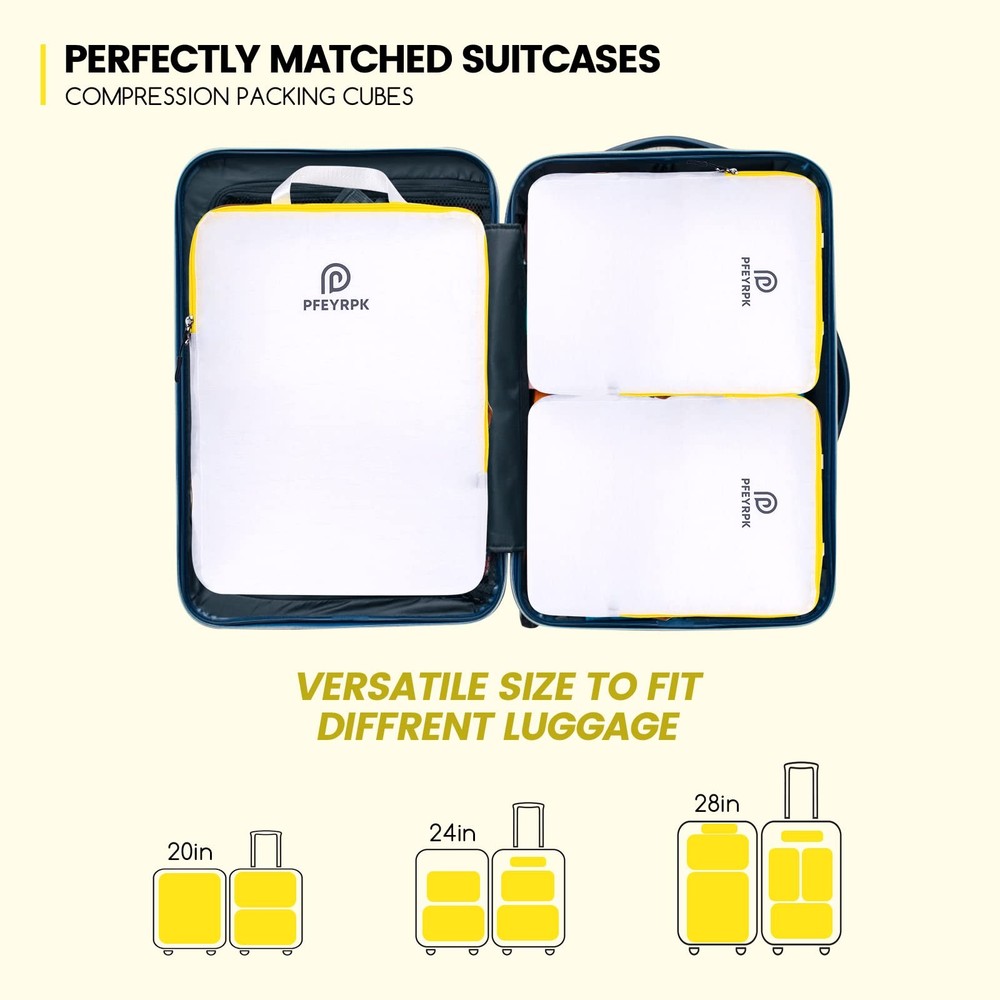 Lightweight Compression Packing Cubes for Suitcases, Compressible Expandable ...