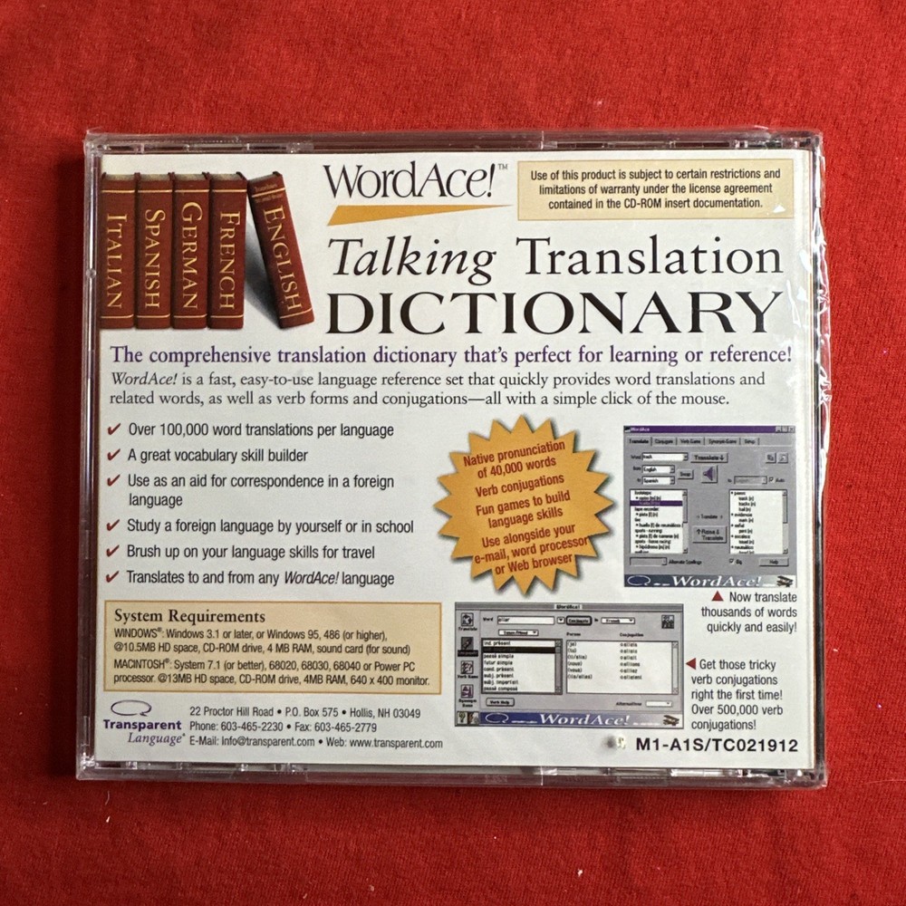 WordAce: Italian PC MAC CD language reference translate dictionary learning tool
