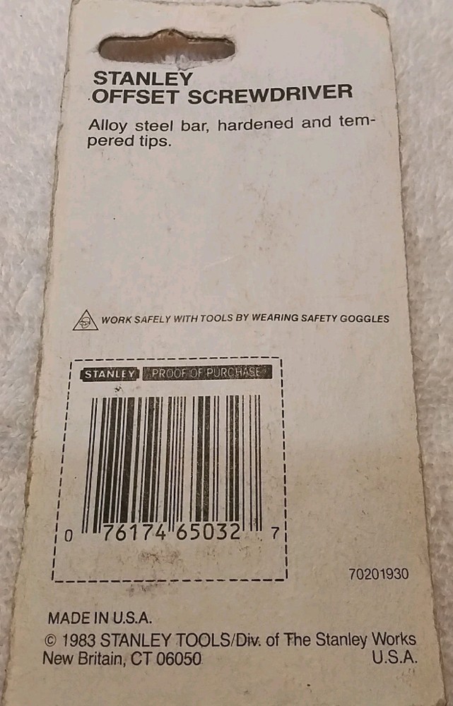 65-032 STANLEY OFFSET SCREWDRIVER "1983 VINTAGE " USA 🇺🇸