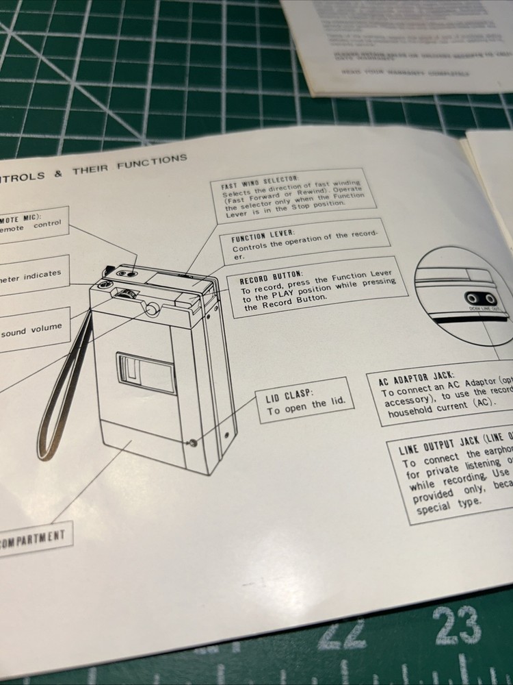 Panasonic RQ-210S Solid State Cassette Tape Recorder INSTRUCTIONS ONLY