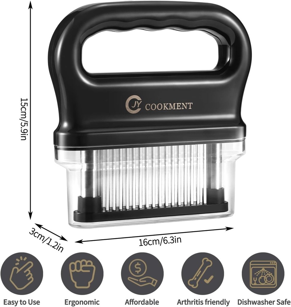 JY COOKMENT Meat Tenderizer with 48 Stainless Steel Ultra Sharp Regular