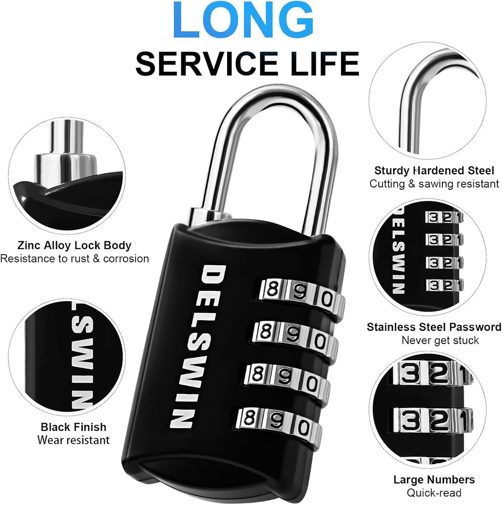 Small Combination Lock for Locker, 4-Digit Mini Combo Lock for Backpack and Lugg