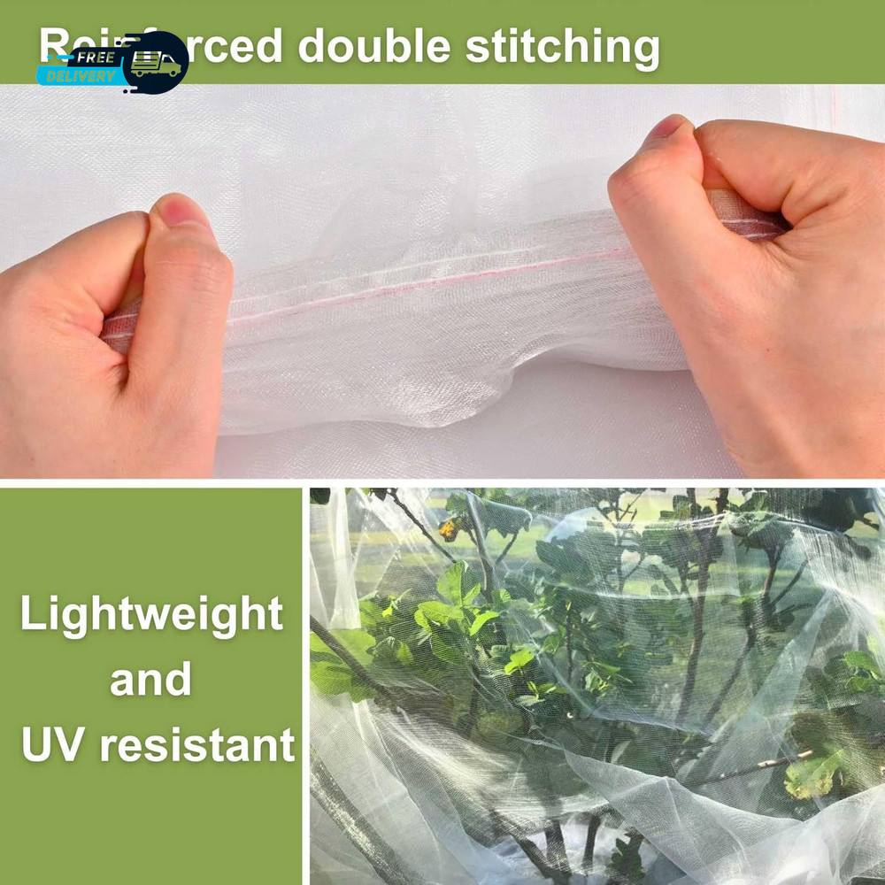 4 Pcs Fruit Tree Netting with Zipper & Drawstring, 4Ft X 4Ft Insect & Bird Netti