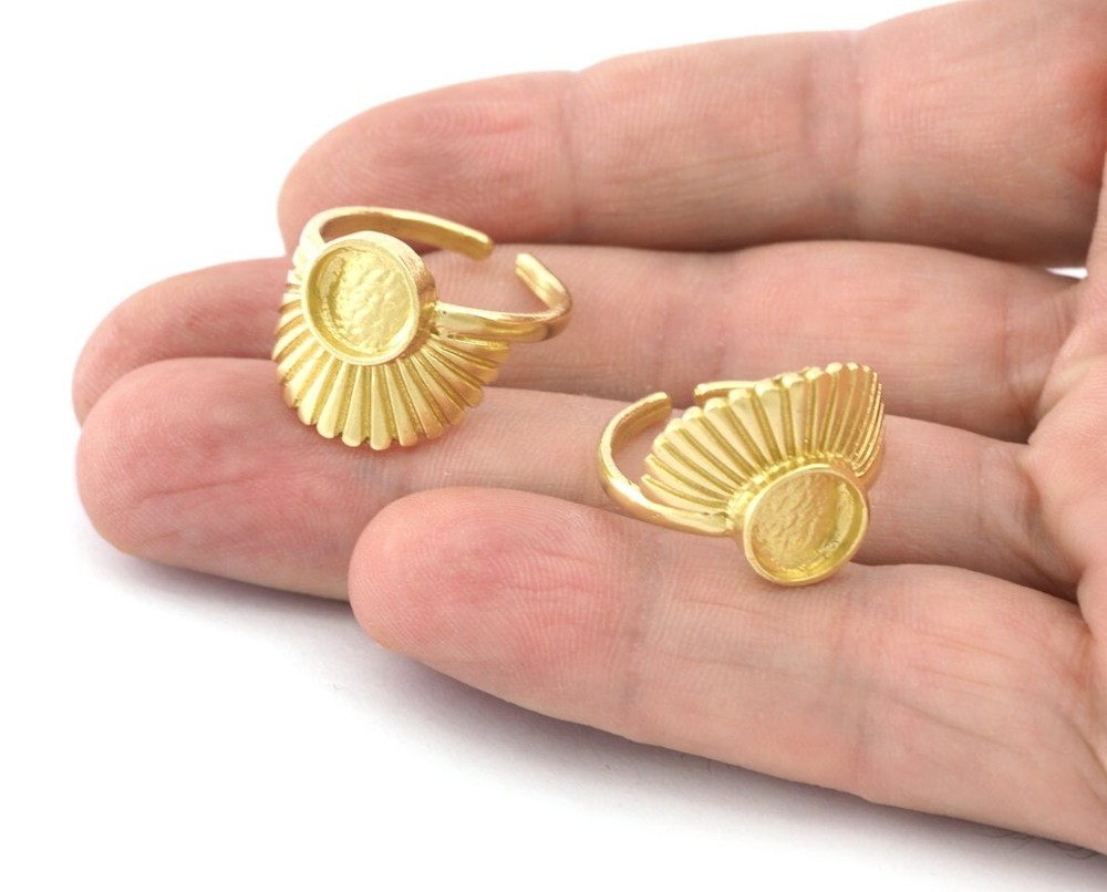 Sun Ring Round Blank Bezel Settings Raw brass (8mm Blank) 5397
