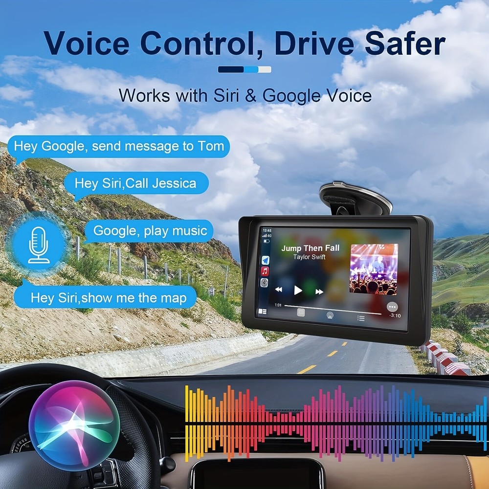 Portable Car Stereo Wireless Carplay Android Auto 7" Touchscreen MP5 PLAYER