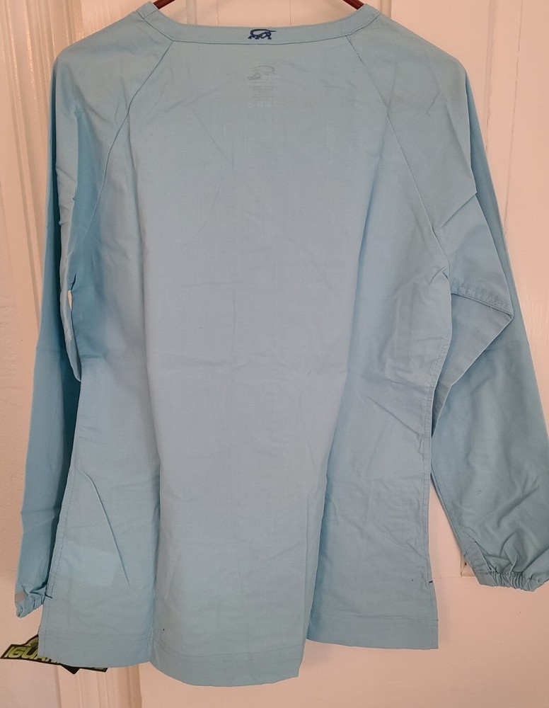 NWT Iguana Med Scrubs Snap Jacket Medium Iced Blue