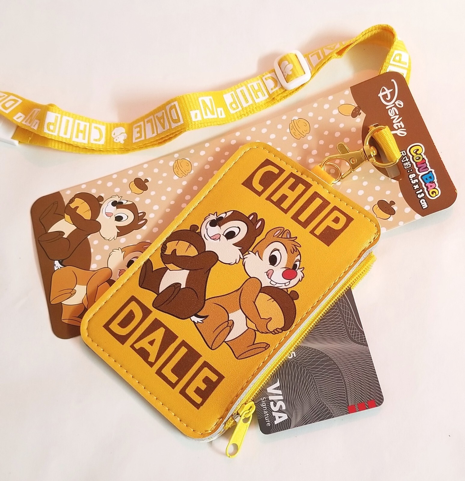 Chip n Dale Coin Badge ID Card Holder Pouch Bag Lanyard Pass Case Wallet Purse