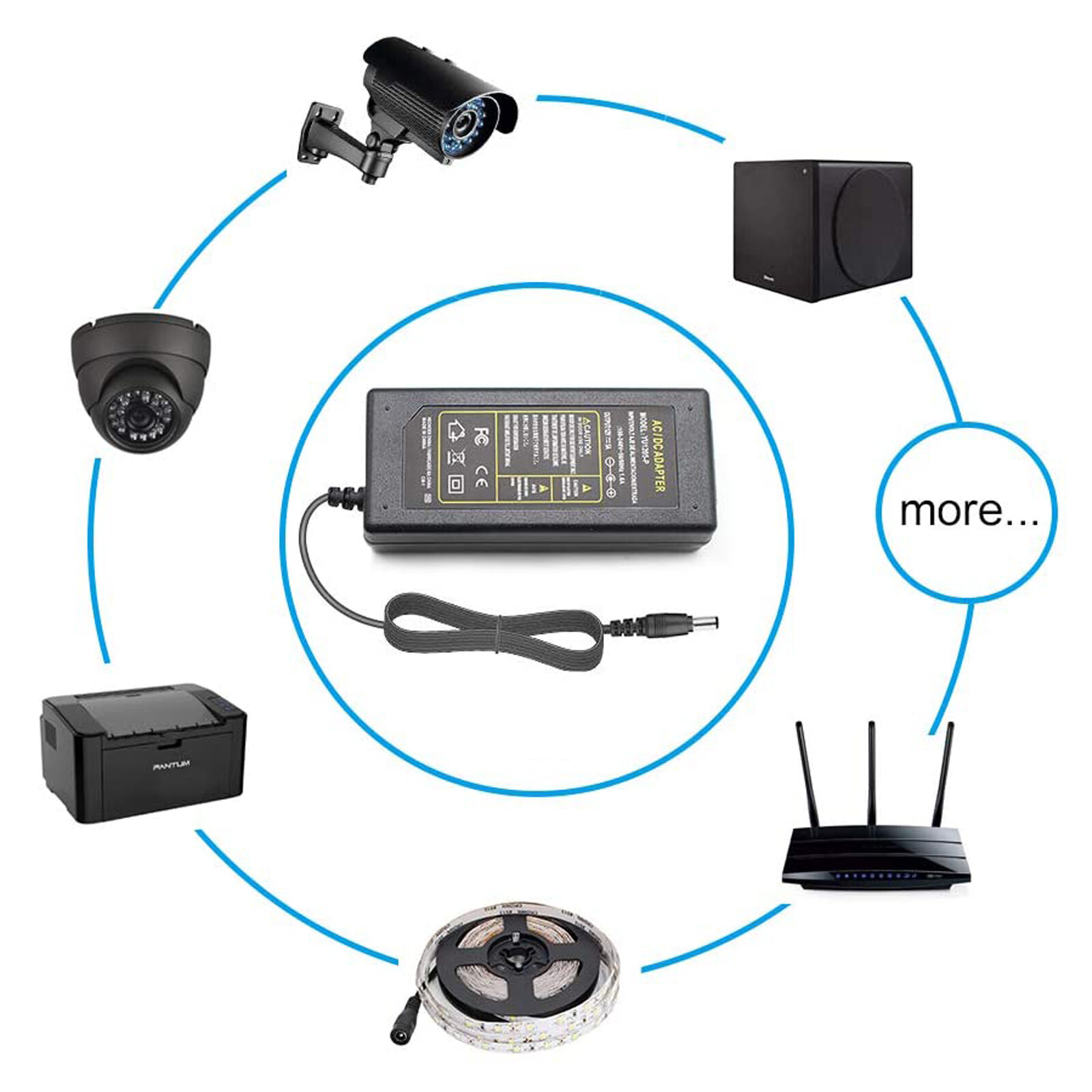 AC/DC 12V 5A Power Supply Adapter Transformer For 5050/3528 LED Strip Light 60W