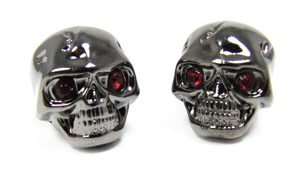 2-pack Dark Chrome Skull Knobs for Guitar/Cigar Box Guitar & more!