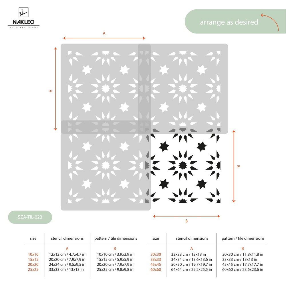 ALDEIA Tile reusable PLASTIC Stencil // Moroccan Geometric // Floor Wall